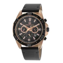 Relógio Analógico Masculino Sergio Tacchini Archivio ST.1.10025-3 com Pulseira de Couro - Preto e Dourado