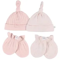 Just Born Set 2 Gorras/2 Guantes Rosa