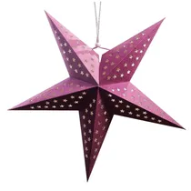 Estrela Natalina Pendurada Pink, Dourado e Branco