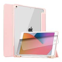 Capa para Tablet / iPad 10.2 4LIFE com Compartimento para Pencil - Transparente/Rosa