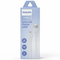 Cabo Philips DLC3001AW/70 USB A USB-C 1 Metro - White  Cabo Philip...