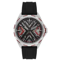 Relogio Analógico Masculino Daniel Klein DK.1.14017-4 Skeleton / Pulseira de Silicone - Preto/Prata