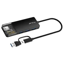 Hub USB-C + USB FTX CT-HUBT3-PB 4 Portas / 4 USB 3.0 / USB-C Femea - Preto