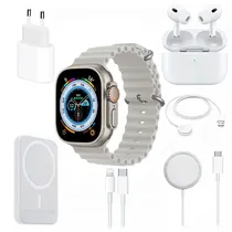 Kit Smartwatch X8 com Bluetooth - Dourado + Fone de Ouvido Sem Fio + Carregador Wireless