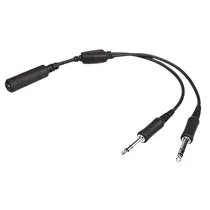 Headset Cable Adapter Single Plug 0.25 To Dual Plug