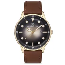 Relogio Analógico Masculino Daniel Klein DK.1.12668-3 Premium Gents / Pulseira de Couro Genuino - Marrom/Dourado