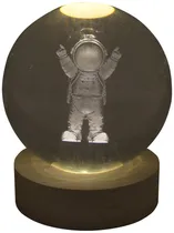 Lâmpada Esfera de Cristal 3D Astronauta