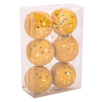 Bolas de Natal Decoração para Árvore Dorado c/6 7CM