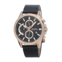 Relógio Analógico Masculino Sergio Tacchini Archivio ST.1.10029-5 Pulseira de Couro - Dourado e Preto