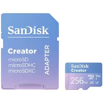 Cartão de Memória Micro SD de 256GB Sandisk Creator SDSQXAV-256G-GN6MS - Azul/Roxo