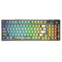 Teclado Game Mecânico Sem Fio 95% Aula F98 Pro, Tri-Modes, USB-A/USB-C/Bluetooth/Wifi 2.4GHZ, RGB, Inglês, Black Transparent