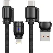 Cabo 4 Em 1 G-Tide Bullet Power WC155-5 USB-C + Lightning + USB 1.5 Metros - Preto