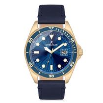 Relogio Analogico Masculino Daniel Klein DK.1.12665-6 Premium Gents / Pulseira de Couro Genuino - Azul/Dourado