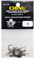 Anzol Top Fishing Chinu Encastoado Rigido 08 com 10 Pçs