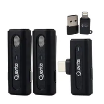 Microfone Lapela Quanta QTMDM20 USB-C Sem Fio para Smartphone - Preto