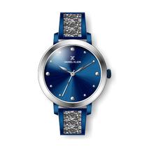 Relogio Analogico Feminino Daniel Klein Premium DK.1.12450-6 - Prata e Azul