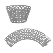 Kit Wraps para Cupcakes Coracoes W25 Cinza 25PCS