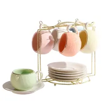 Conjunto de 6 Xícaras e Pires com Suporte para Café Ou Chá