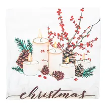 Capa de Travesseiro Natalina 43X43CM com Design de Velas