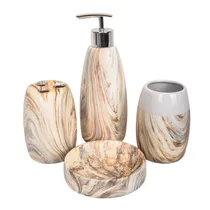 Kit Banheiro Porcelana Creme Marmorizado 4PÇS