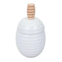 Porta-Mel Em Porcelana com Dosador - Branco