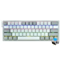 Teclado Gamer Mecanico Redragon K617-R Fizz Rainbow Mini USB / RGB / Blue / Ingles - Branco / Cinza