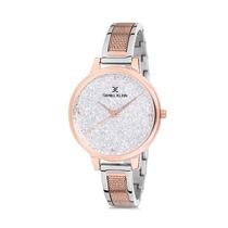 Relogio Analogico Feminino Daniel Klein Premium DK12186-4 - Prata e Rosa Ouro