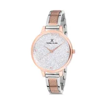 Relógio Analógico Feminino Daniel Klein Premium DK12186-4 - Prata e Rosa Ouro