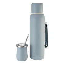 Garrafa Térmica Vacuum Insulated Bottle IH1200 - 1.2L - com Cuia de 180ML e Bomba - Azul