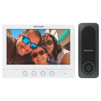 Video Porteiro Hikvision DS-KIS212 Villa Analog Kit Branco/Cinza 7"