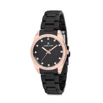 Relogio Analogico Feminino Daniel Klein Premium DK12180-4 - Preto e Rosa Ouro