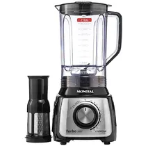 Liquidificador Mondial L-1200 Bi Turbo 1.200 Watts 3 Litros 12 Velocidades + Pulsar 127V ~ 60HZ - Preto/Prata