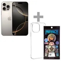 Apple iPhone 16 Pro Max A3084 Esim 256GB/8GB Ram de 6.9" 48+48+12MP/12MP - Natural Titanium + Capinha + Película