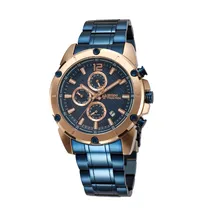 Relógio Analógico Masculino Sergio Tacchini ST.1.10006-2 com Pulseira de Aço Inoxidável - Azul e Bronze
