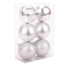 Bolas de Natal de Prata 8CM 6PC.