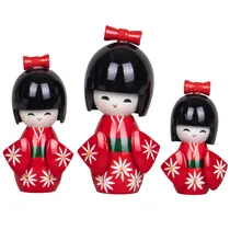 Bonecas Chinesas de Madeira 12,10,9CM 3PCS