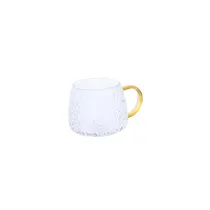 Copo de Vidro c/Relevo e Punho Dourado 450ML