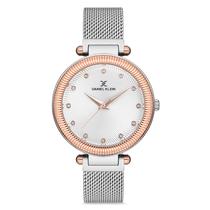 Relogio Analogico Feminino Daniel Klein DK.1.12709-4 Premium Ladies / Pulseira de Malha - Prata/Rose Gold