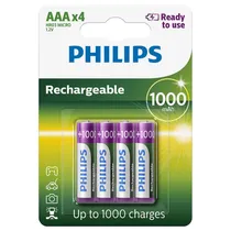 Pilhas Recarregáveis Philips AAA X 4 R03B4RTU10/97 - 1000 Mah