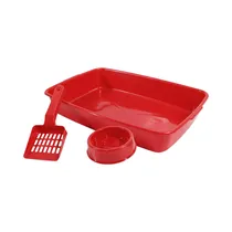 Kit para Gatos Bandeja de Arena + Pala + Comedero Pet & Garden 00145 Rojo 3 Piezas  Kit para Ga...