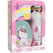 Kit Gel de Banho & Shampoo Air-Val Eau MY Unicorn 400ML + Esponja - Infantil