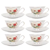 Jogo CHá Porcelana 12Pçs (6 XíC./Pires) Flores