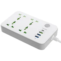 Filtro de Linha Yookie EB01 com 4 Tomadas Universais / 3X USB + USB-C - Branco