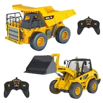 Huina 1515 1:24 Caminhão Basculante de Controle Remoto de Nove Canais + Escavadora