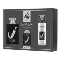 Perfume Lattafa Kit Ishq Al Shuyukh Silver c/ 3 PCS