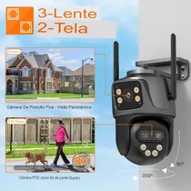 Câmera de Segurança e Vigilância Lente Tripla Sem Fio IP 9MP HD Wi-Fi Zoom de 8X
