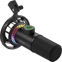Microfone Fifine K658 - USB - Dinâmico Cardioide - RGB - Preto