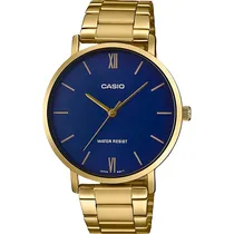 Relógio Casio MTP-VT01G-2BUDF Analógico Masculino - Gold/Blue
