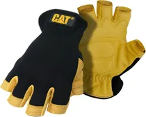 Luvas Caterpillar Half-Finger Premium Deerskin CAT012206 - Preto/Amarelo