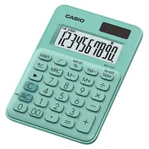 Calculadora Casio MS-7UC-GN de 10 Dígitos Solar/Bateria - Verde